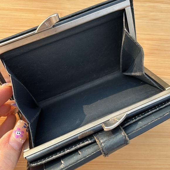 Louis Vuitton Vernis Porte Monnaie Viennois Bifold Kiss Lock Vintage Wallet Blue - Picture 13 of 16